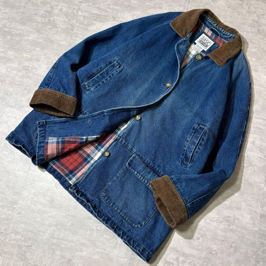 90s BASIC EDITIONS 襟コーデュロイ デニム カバーオール