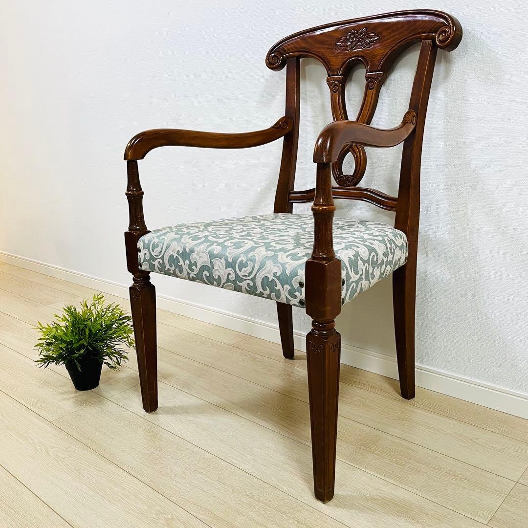 (け92)ブリティッシュデザイン アンティークアームチェア ダイニングチェア