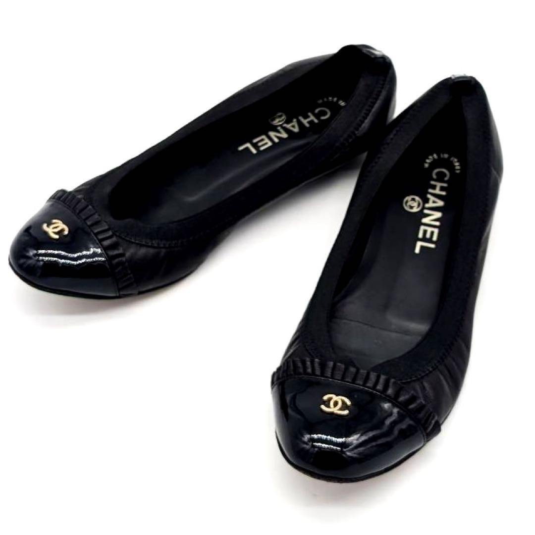 CHANEL✨シャネル パンプス ココマーク フラット ブラック 約22.5cm