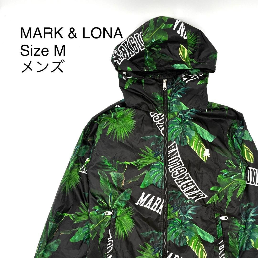MARK & LONA マークアンドロナ 総柄 フーディ ナイロン パーカー M