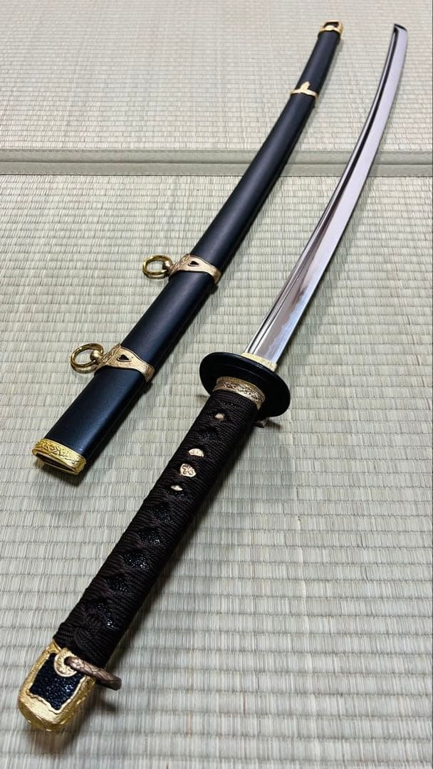 模造刀 海軍 軍刀 樋入り刀身 黒石目鞘 拵 大日本帝国 251021-1
