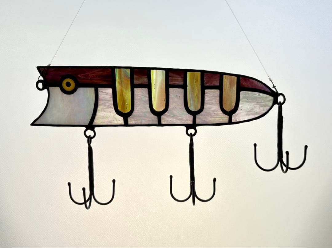 トップウォータールアー型ステンドグラスウォールフック