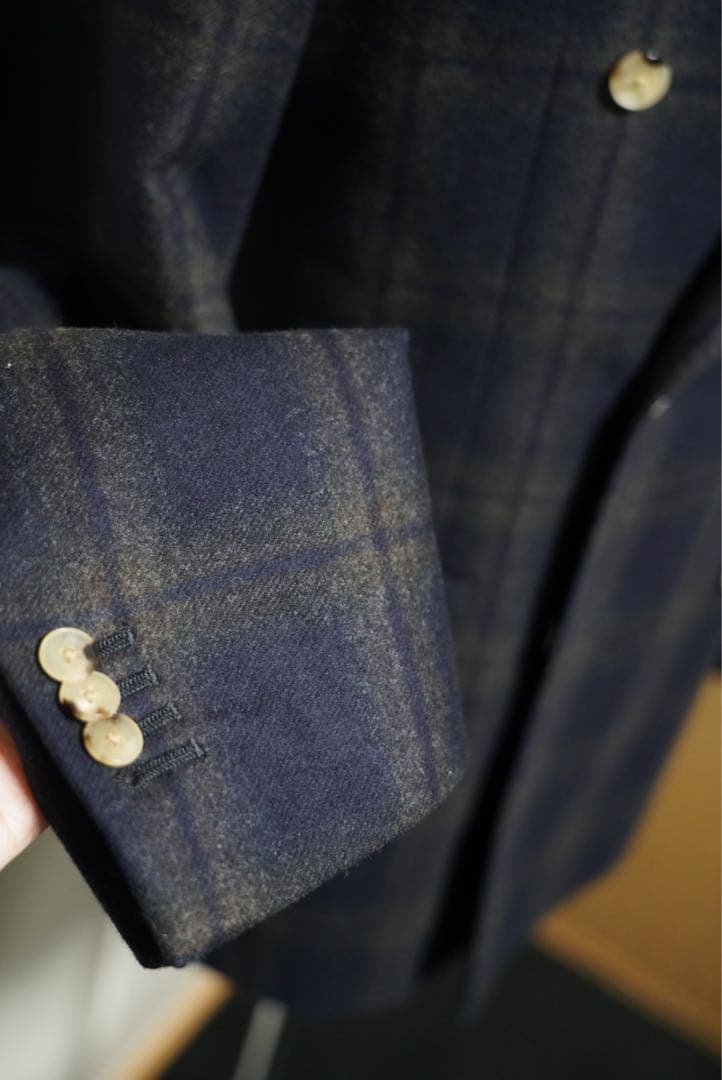 カノニコオンブレチェックネイビースーツ3ピース2パンツスーツ