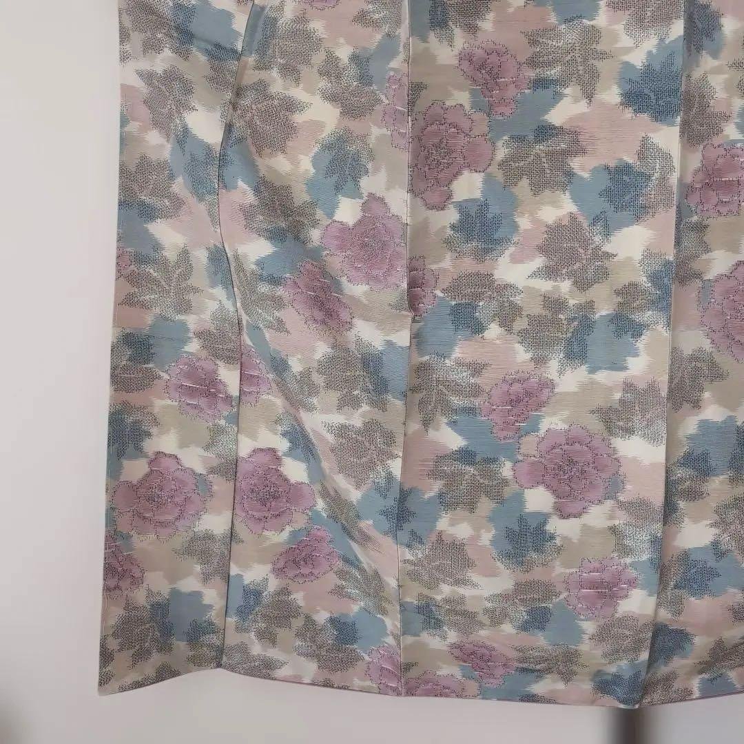 【三花】未使用品　十日町紬　袷　正絹　美品　アンティーク　着物　リユース