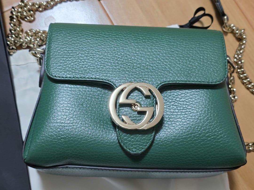 【美品】GUCCI グッチ インターロッキングG チェーン　ショルダーバッグ