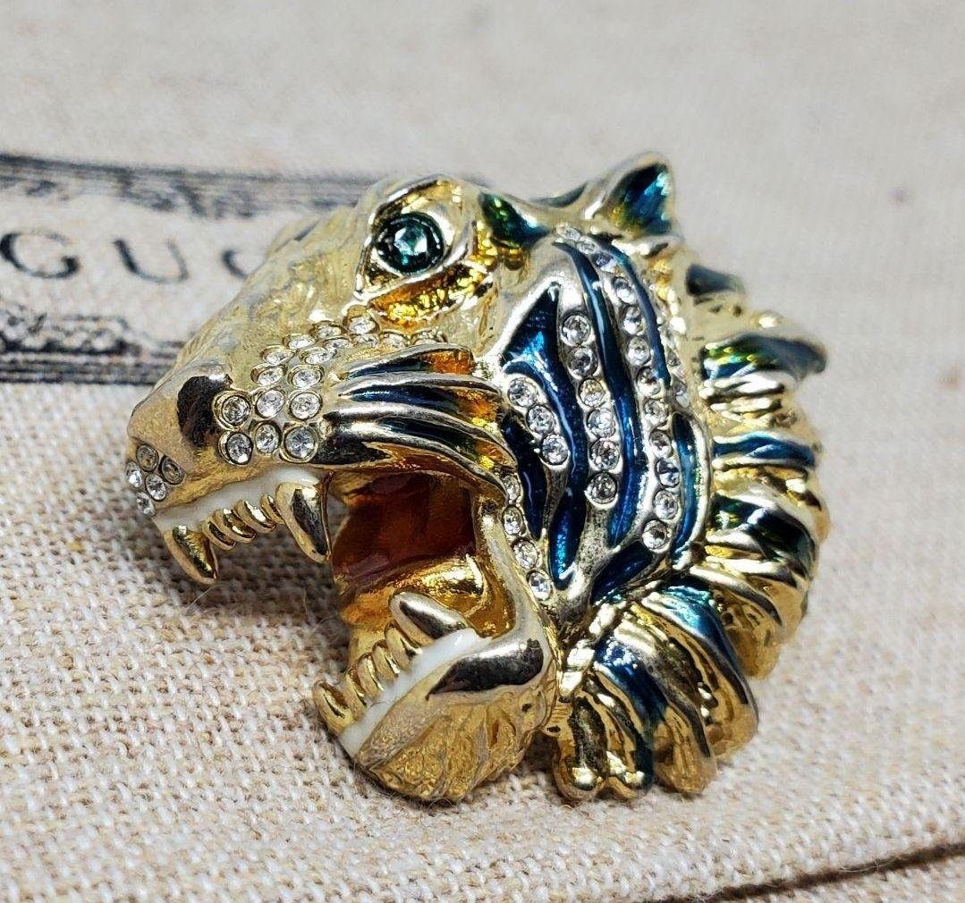 【超レア廃盤美品】GUCCI ビジュ ピアス タイガー ヘッド ラインストーン