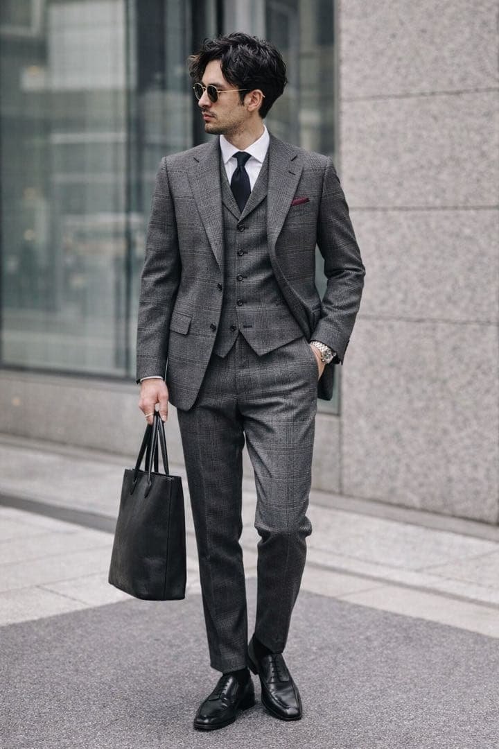 C653 ドーメル 麻布テーラー 3ピース スリーピース スーツ