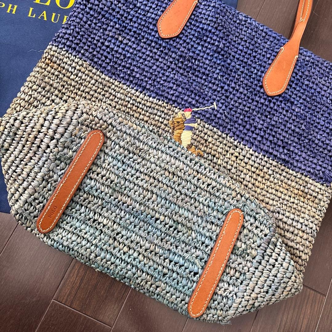 Polo Ralph Lauren かごバッグ ネイビー/ベージュ