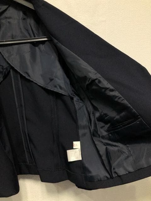 新品☆19号LL3L♪紺系♪タックフレア洗えるスカートスーツ☆r141