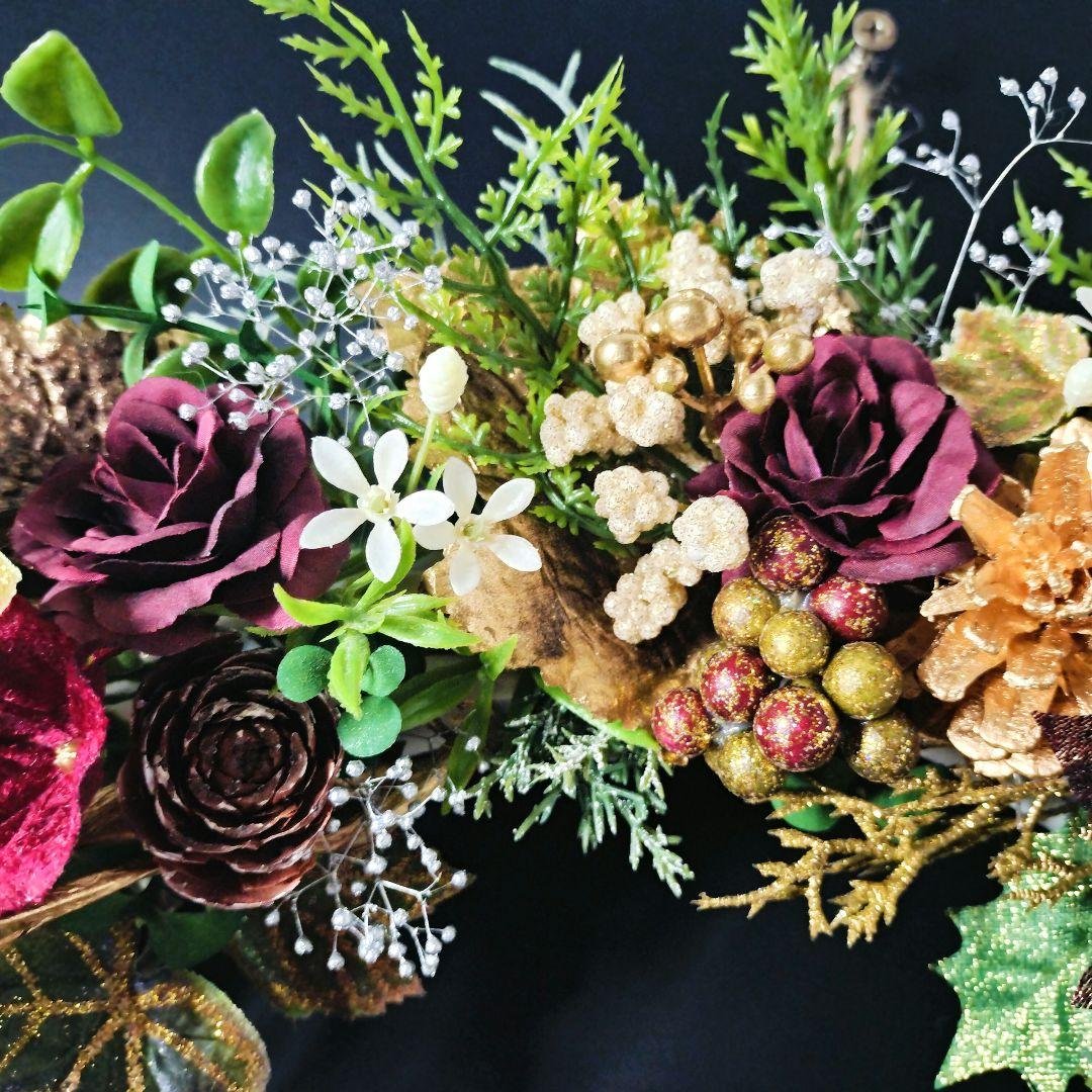 商品名【輝羅】みーこ❤ポインセチアのクリスマス フラワーリース✳玄関リース