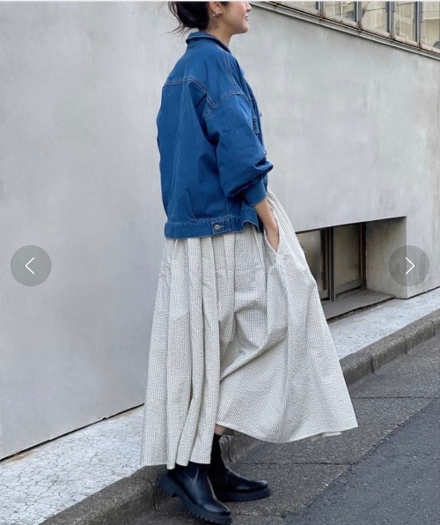 ビアズリー　ストライプ　ギャザーワンピース