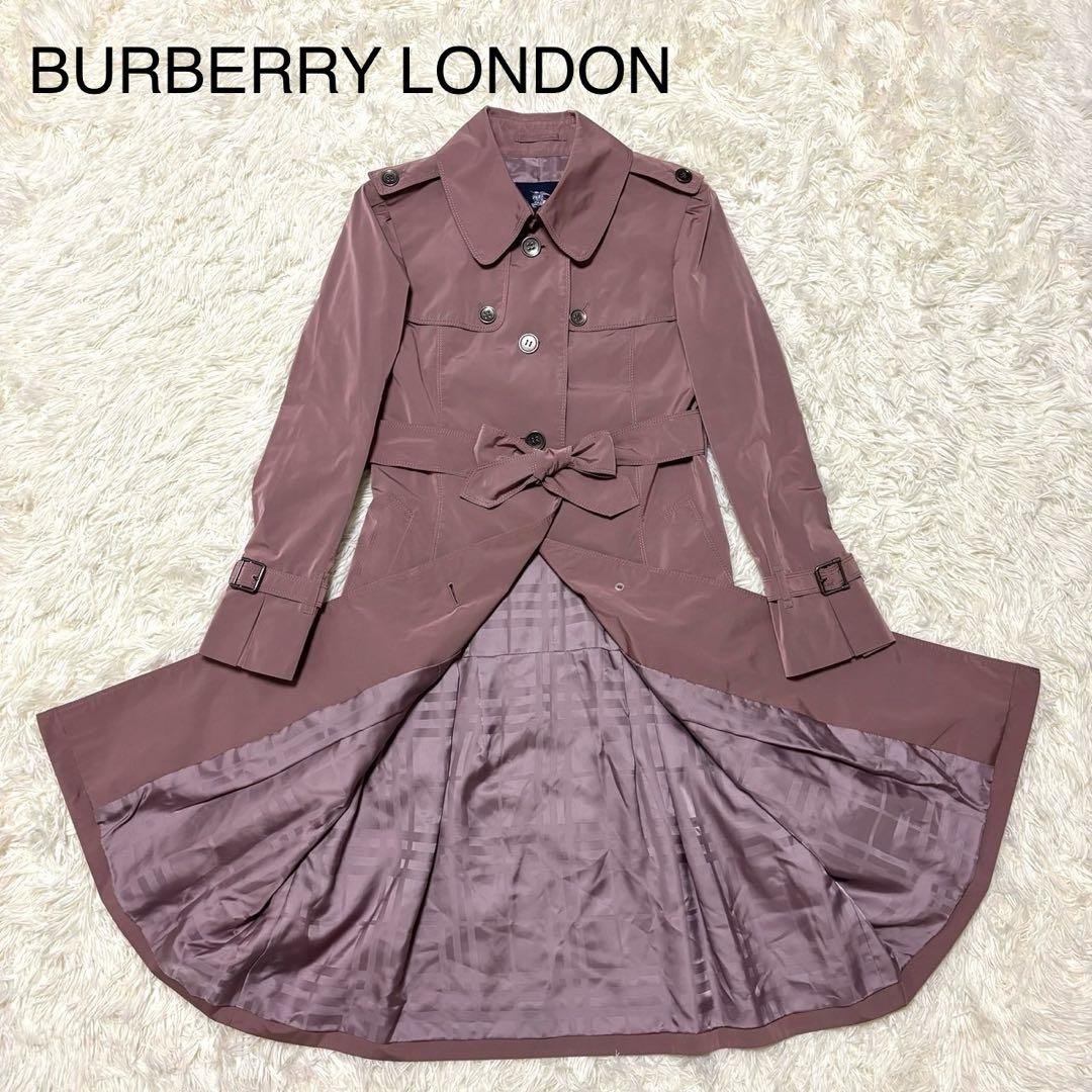 【バーバリーロンドン】トレンチコート　ノバチェック　ベルト　ピンク　40