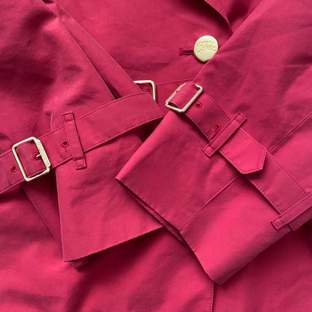 【極美品】 バーバリーズ トレンチコート 金ボタン ノバチェック M相当 赤