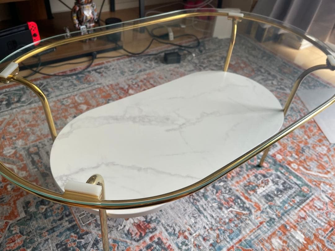 Francfranc レガートコーヒーテーブルS ゴールド×マーブル