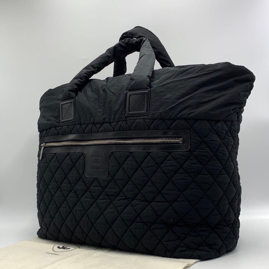 ［美品］CHANEL コココクーンTGM トートバッグ ブラック ナイロン