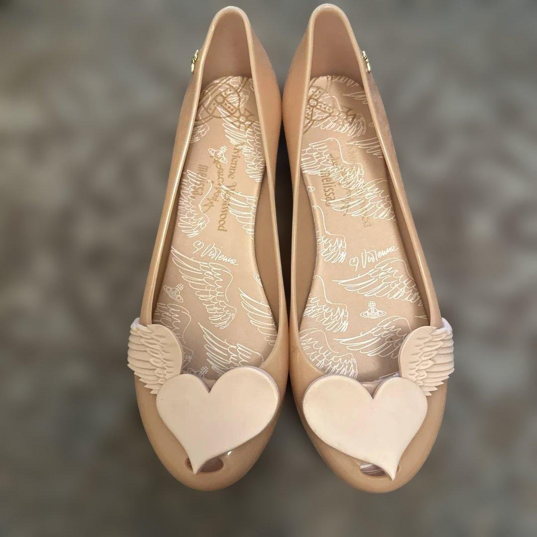 メリッサ　ヴィヴィアンウエストウッドハート型トゥのフラットシューズ25.5