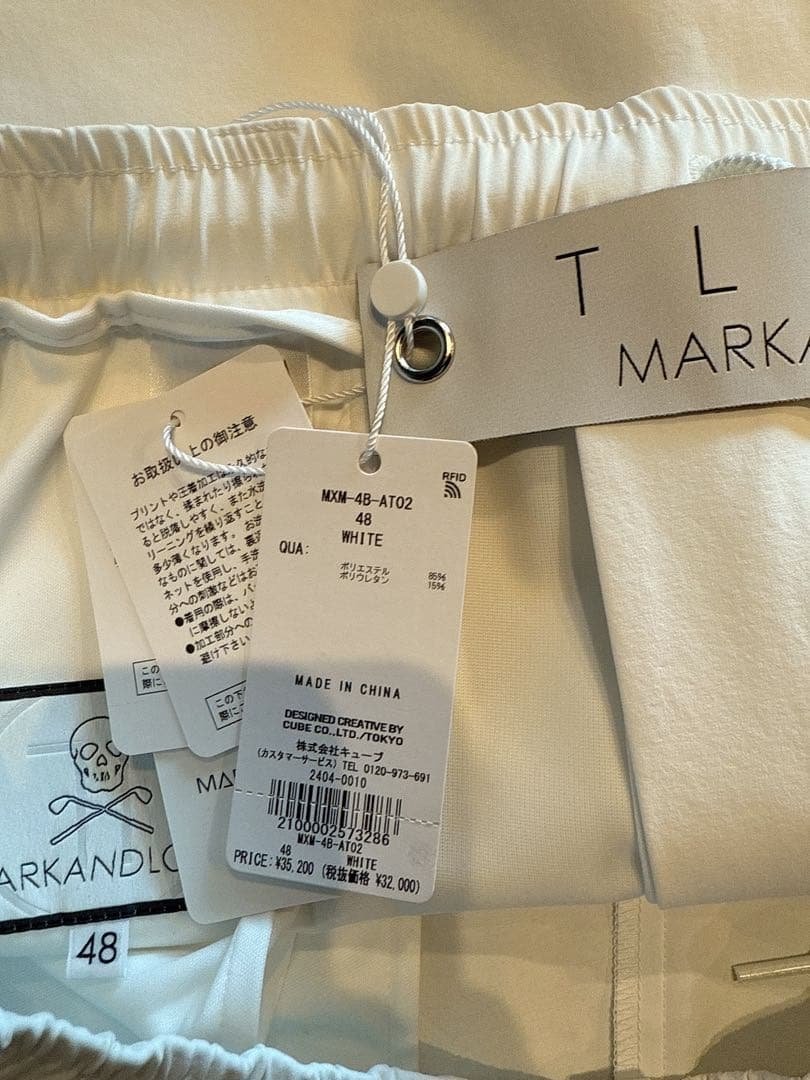 新品 ★ MARK&LONA ショーツ マーク＆ロナ ハーフパンツ 白