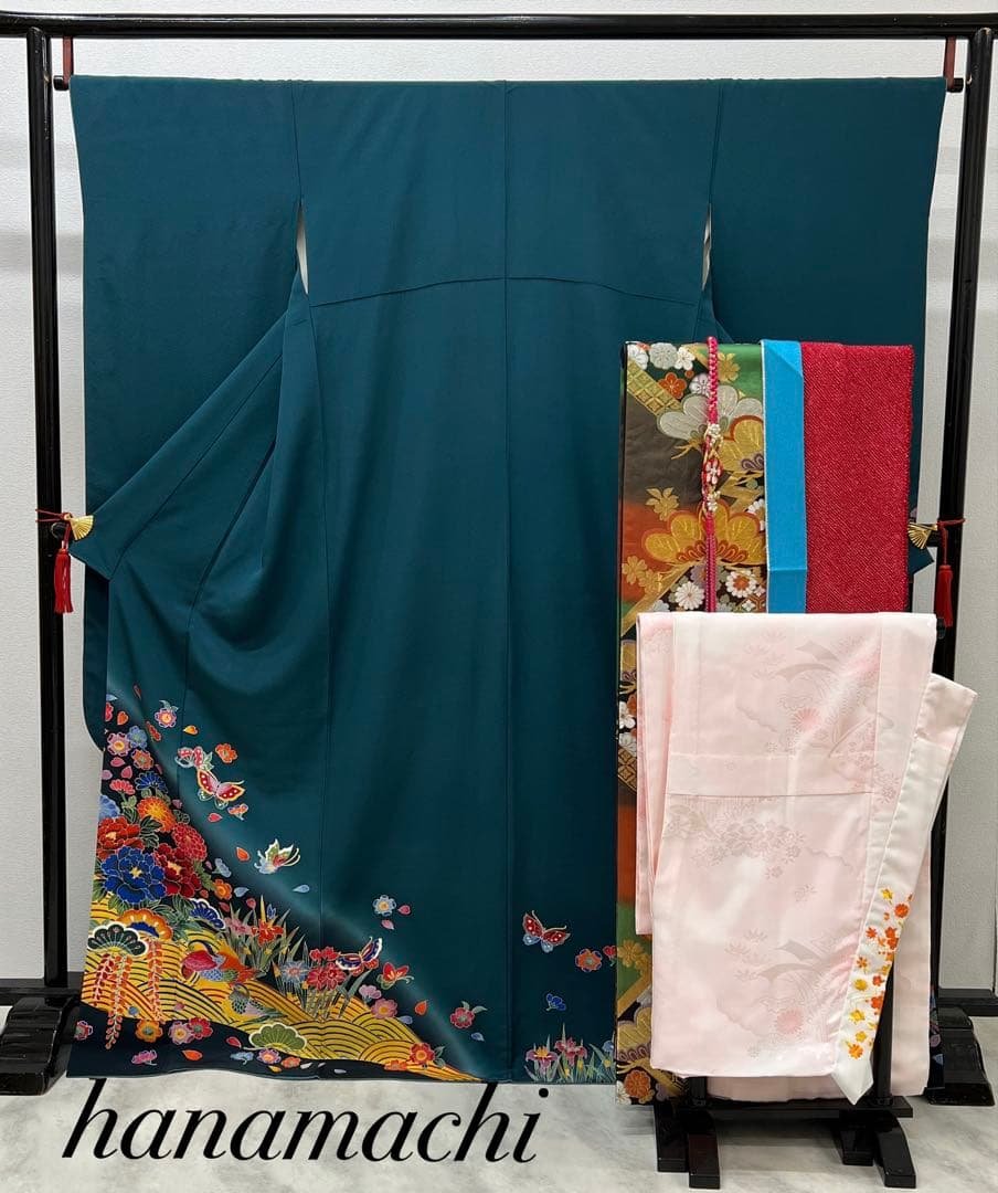 振り袖　フルセット　長襦袢付　落款入り　成人式　手描き　689