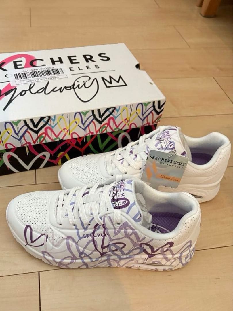 SKECHERS ハートゴールドクラウンパープル 24.5～25