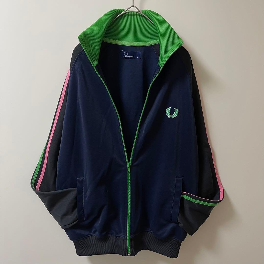 美品】フレッドペリー刺繍トラックジャケットFred古着ジャージトップ　ネイビー紺