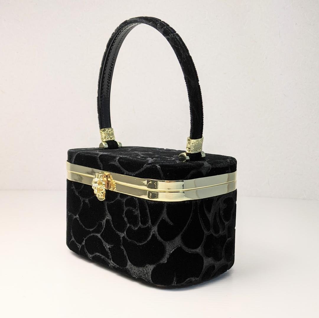 立体ベロア生地 振袖用 草履バッグ セット ブラック u62