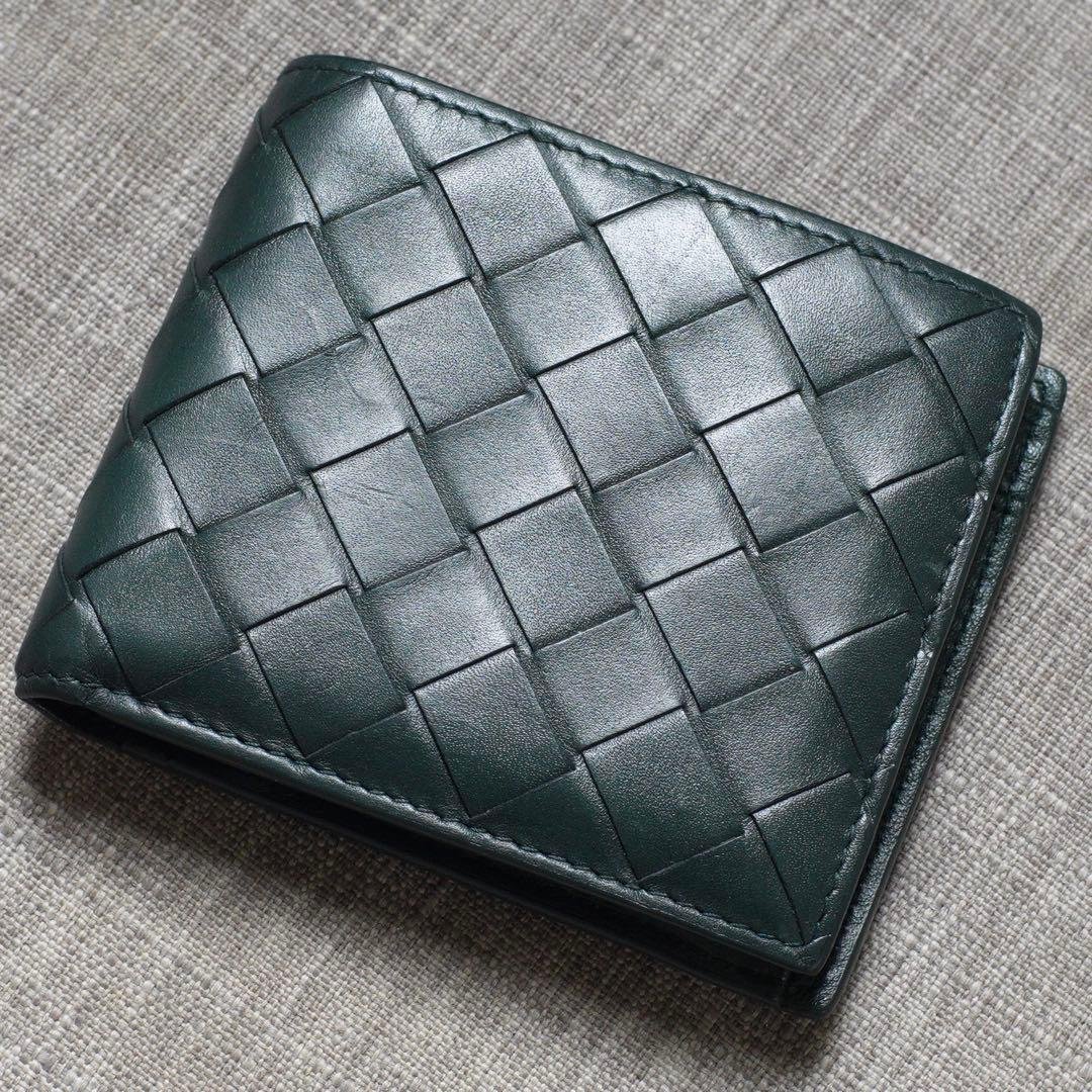 希少 Bottega Veneta 二つ折り財布 濃緑 ダークグリーン