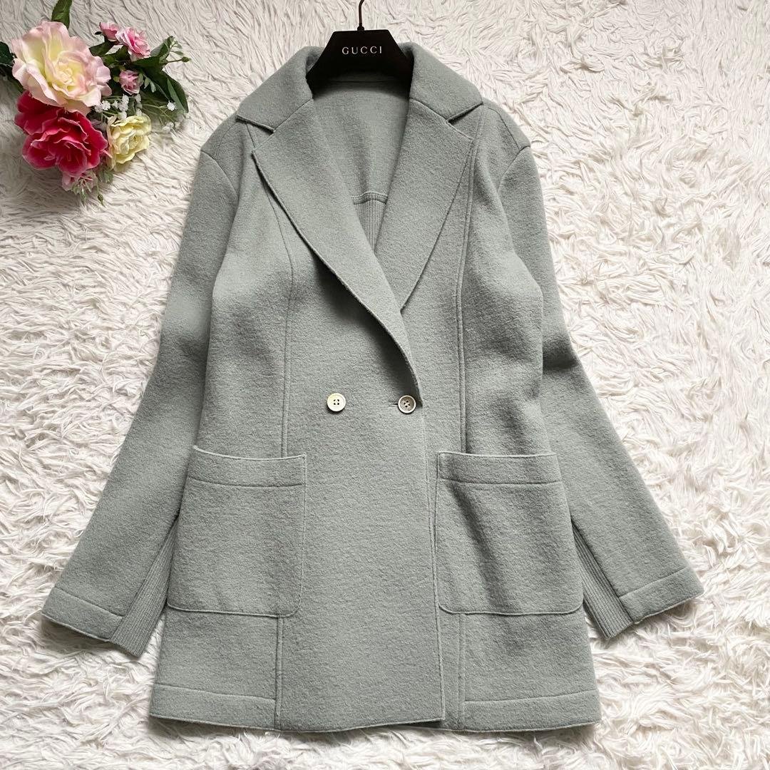 極美品■モラビト　高品質　ウール　コート　ダブルボタン　グリーン系　日本製