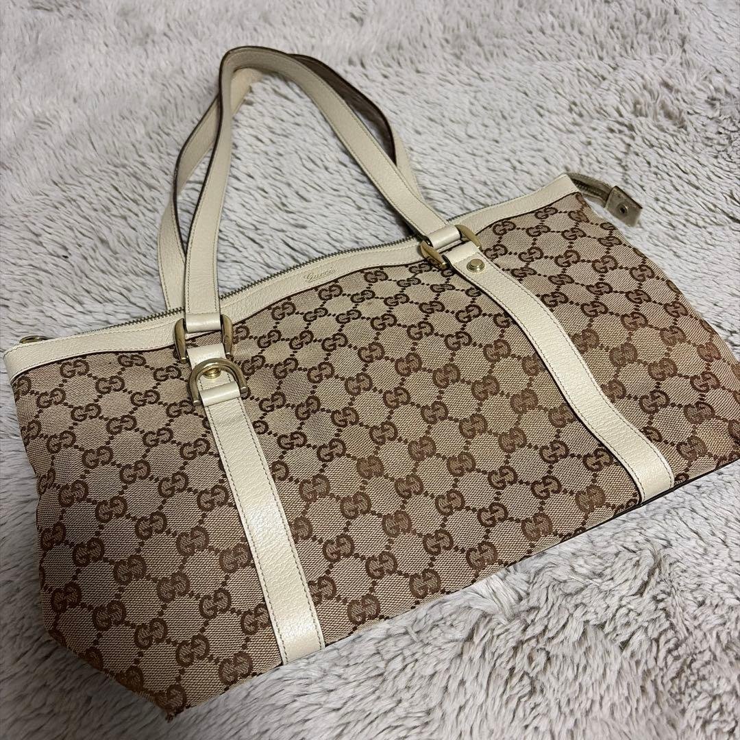 グッチ トートバッグ GGキャンバス ブラウン ベージュ シャンパンゴールド