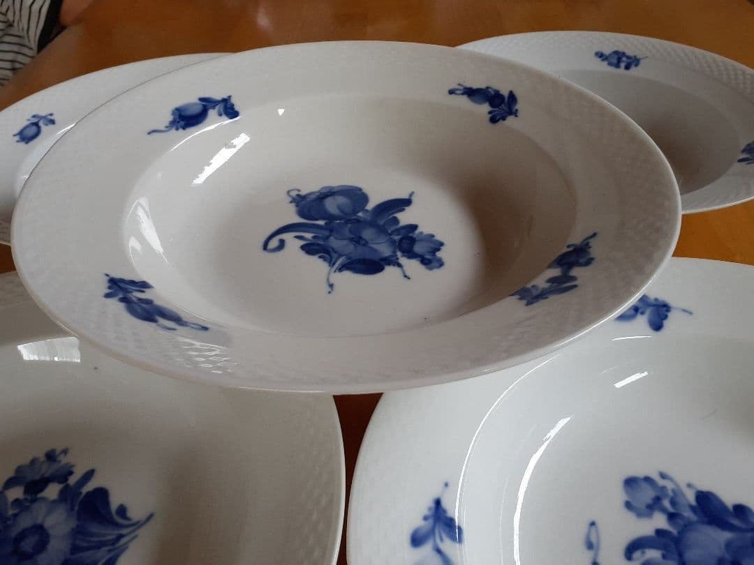 未使用　ロイヤルコペンハーゲン　ブルーフラワー　25cm ボウル　深皿　5枚