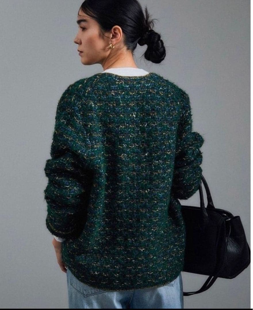 SALE サロンアダムエロペ　ツイードニットジャケットカーディガン　ベイクルーズ