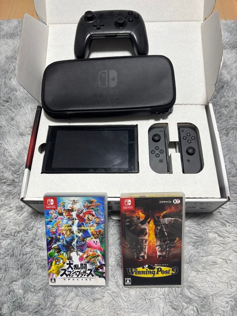 Nintendo Switch 本体 ブラック スマブラ他1本ソフト ジョイコン