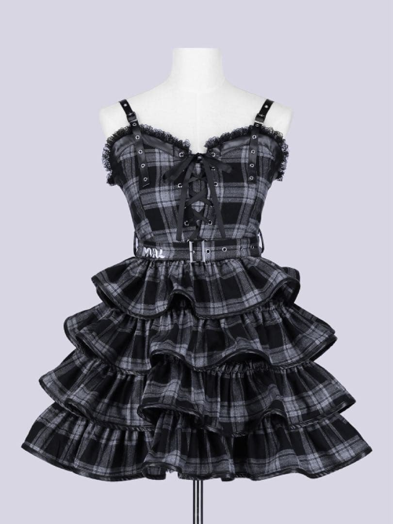 QOOZA IMVAL / Check Layered Dress［GRY］