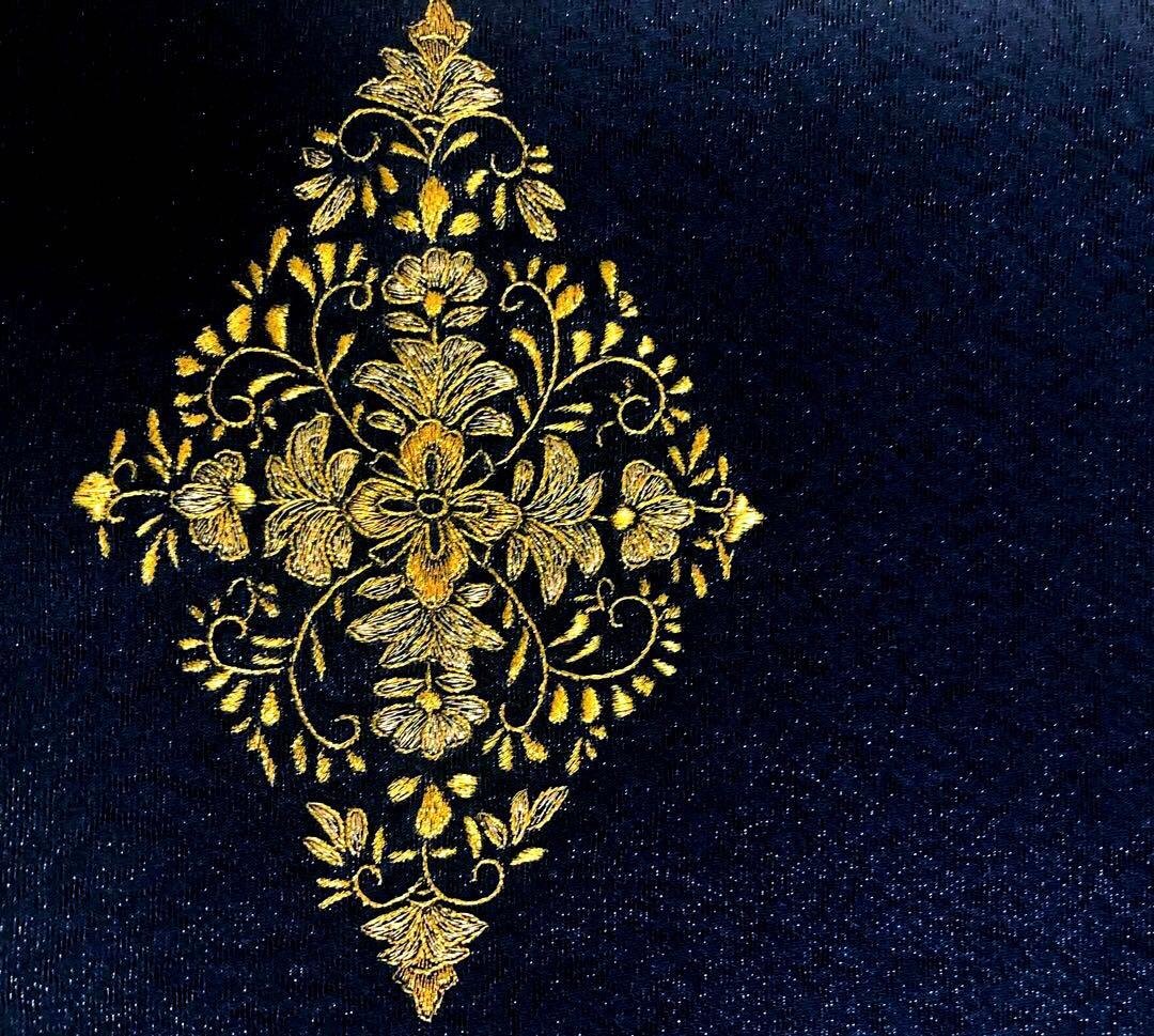 【美品　並尺】袋帯　貴久樹　刺繍　金　更紗　帯丈430cm 帯幅31cm