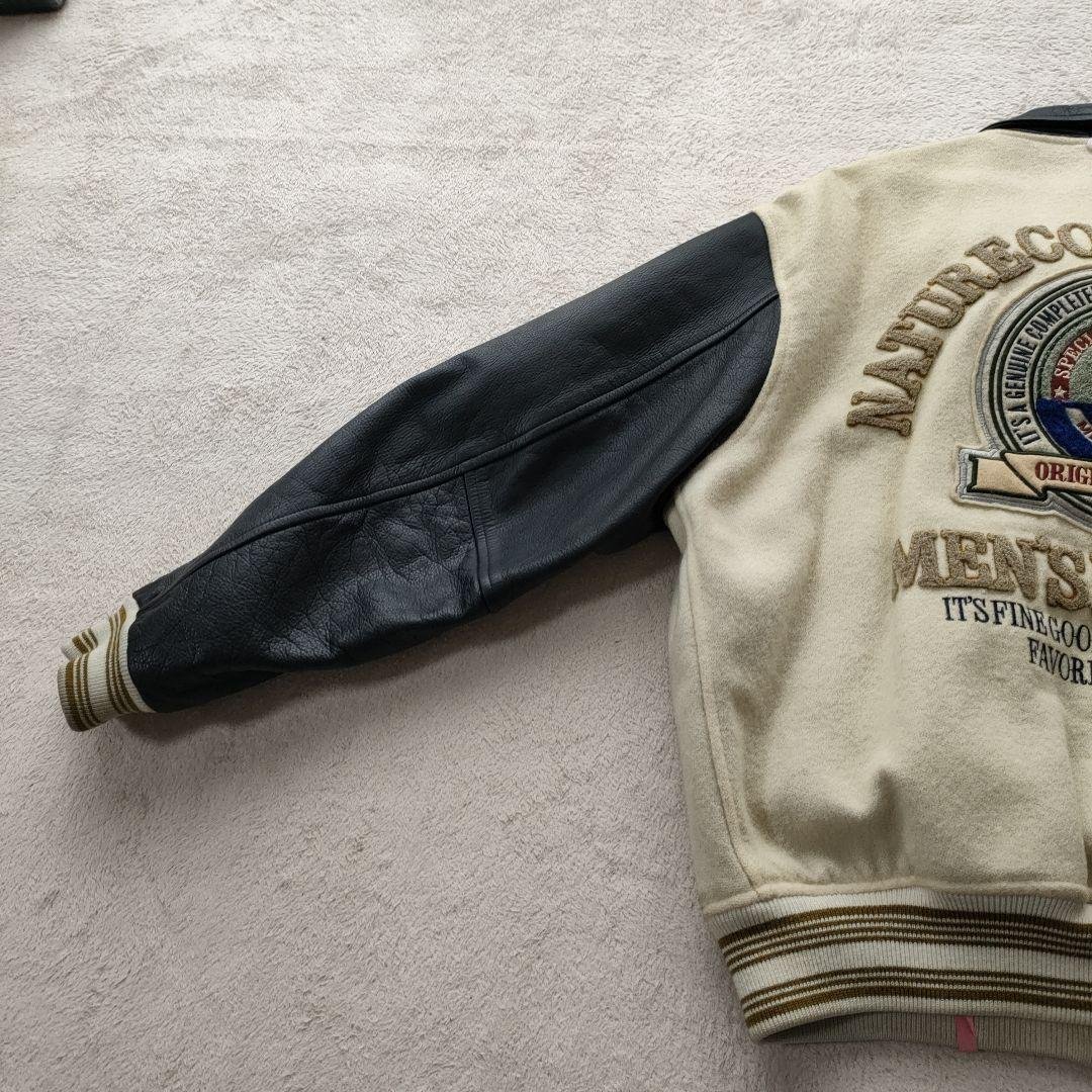 80’s FLANDRE 刺繍ロゴ ウールレザースタジャン 古着