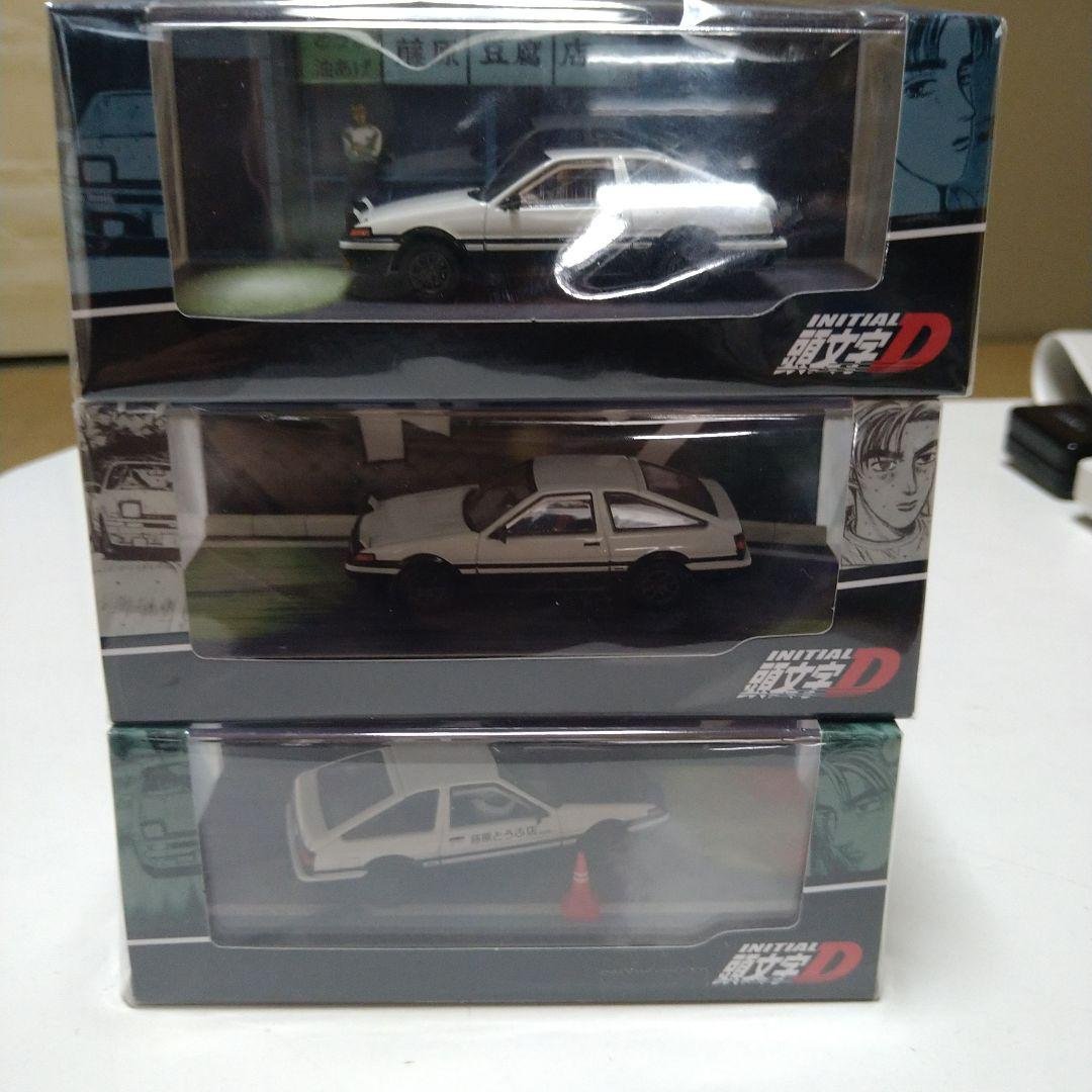 n*g様 頭文字D　スプリンタートレノミニカー3台セット 藤原拓海フィギュア付