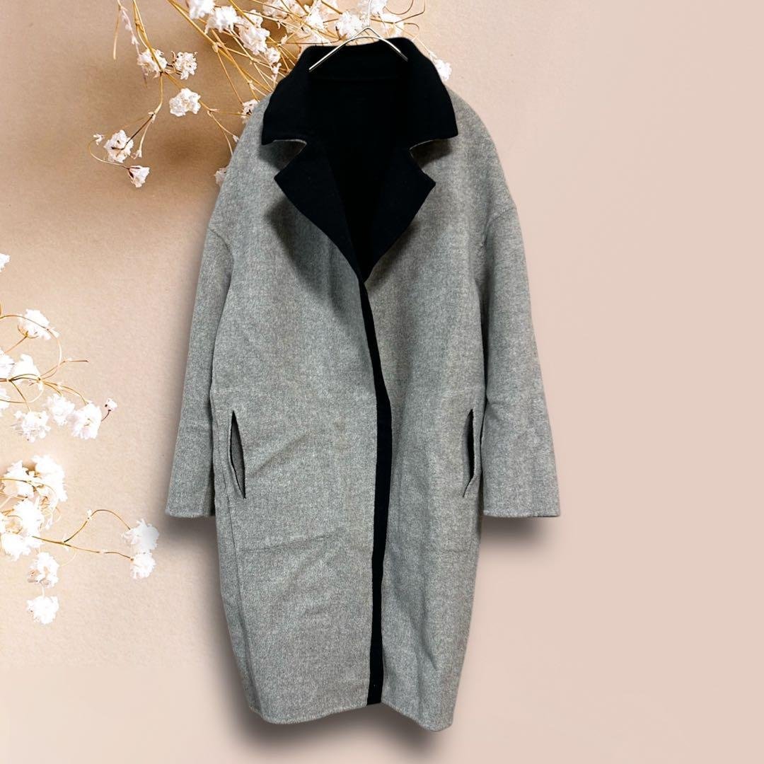 C6539【ADORE】 リバーシブル チェスターコート ウール カシミヤ S