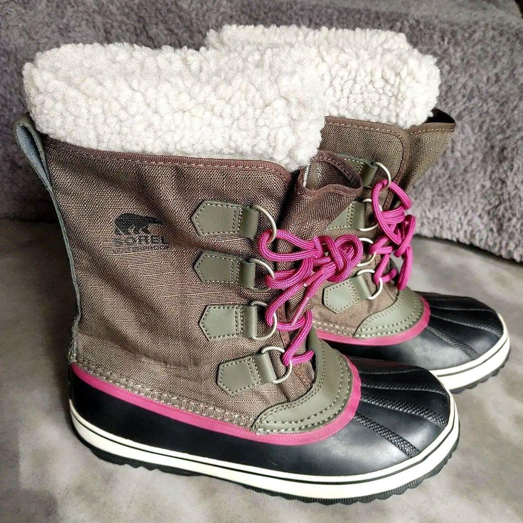 美品★SOREL ソレル ウィンターブーツ ブラウン/ピンク スノーブーツ 25