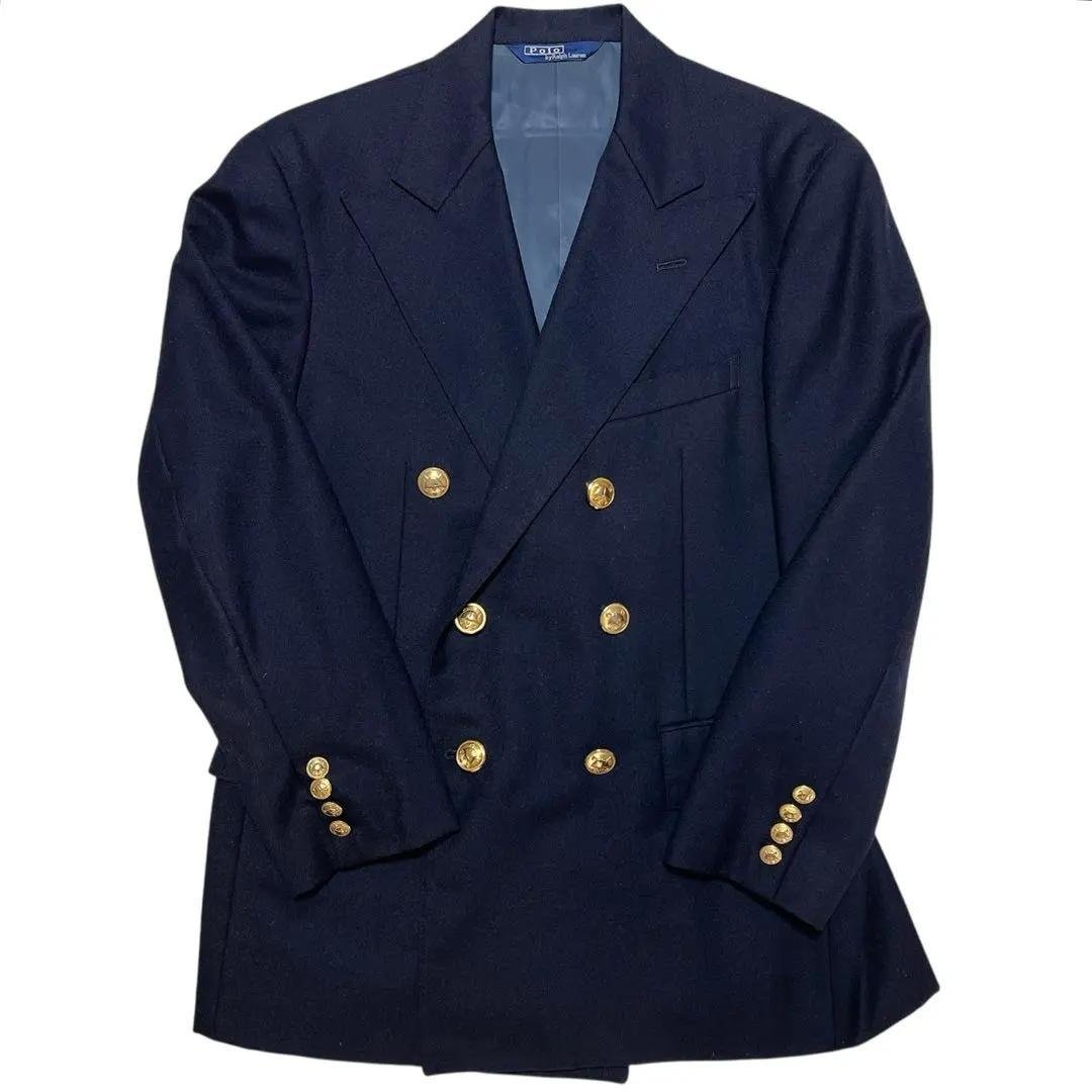 ポロバイラルフローレン 紺ブレ ダブル 金ボタン ブレザー L ヴィンテージ
