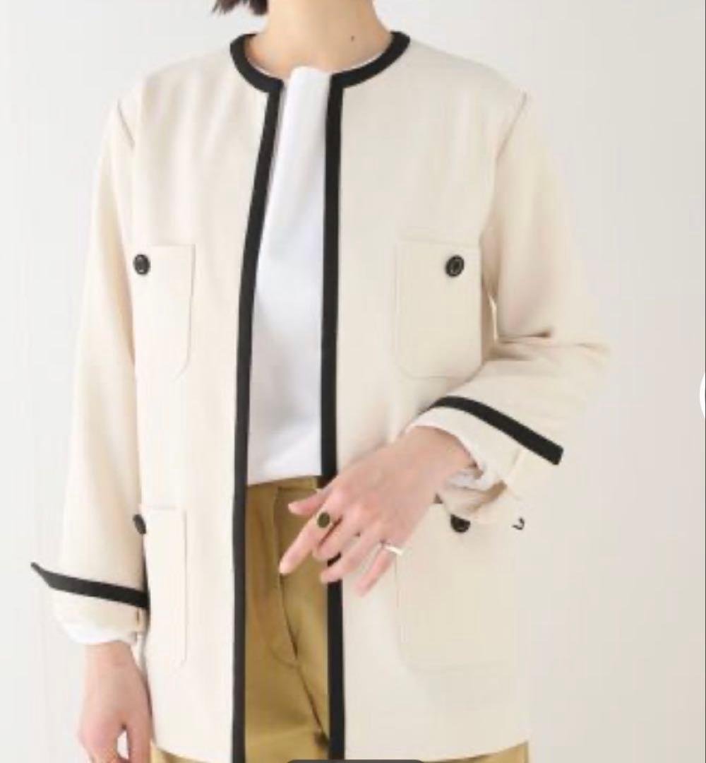 新品タグ付✨2023SS IENA ノーカラートリミングジャケット 希少カラー