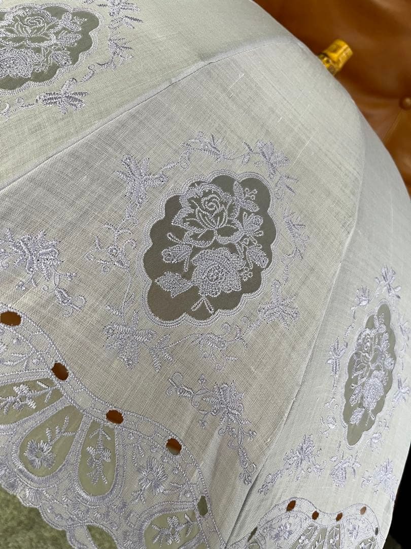 福井洋傘♡刺繍入りライラック日傘 折りたたみ式