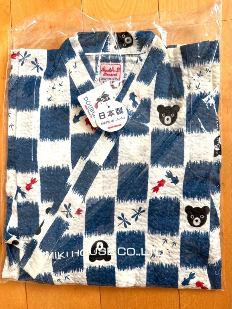 新品タグ付き ミキハウス ダブルB とんぼ＆金魚柄 甚平 110