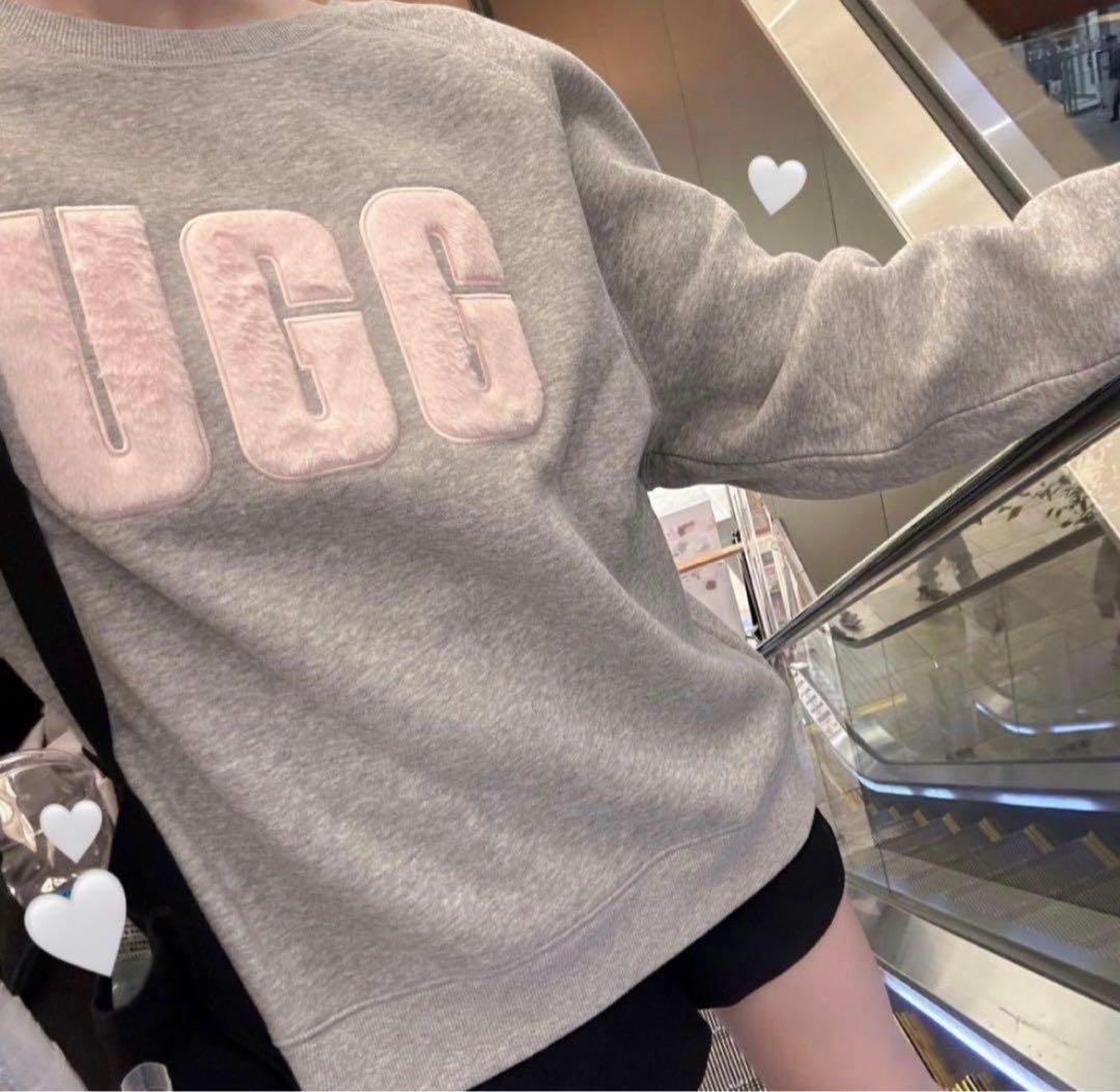 UGG アグ トレーナー スウェット マドリンファジーロゴ グレー ピンク