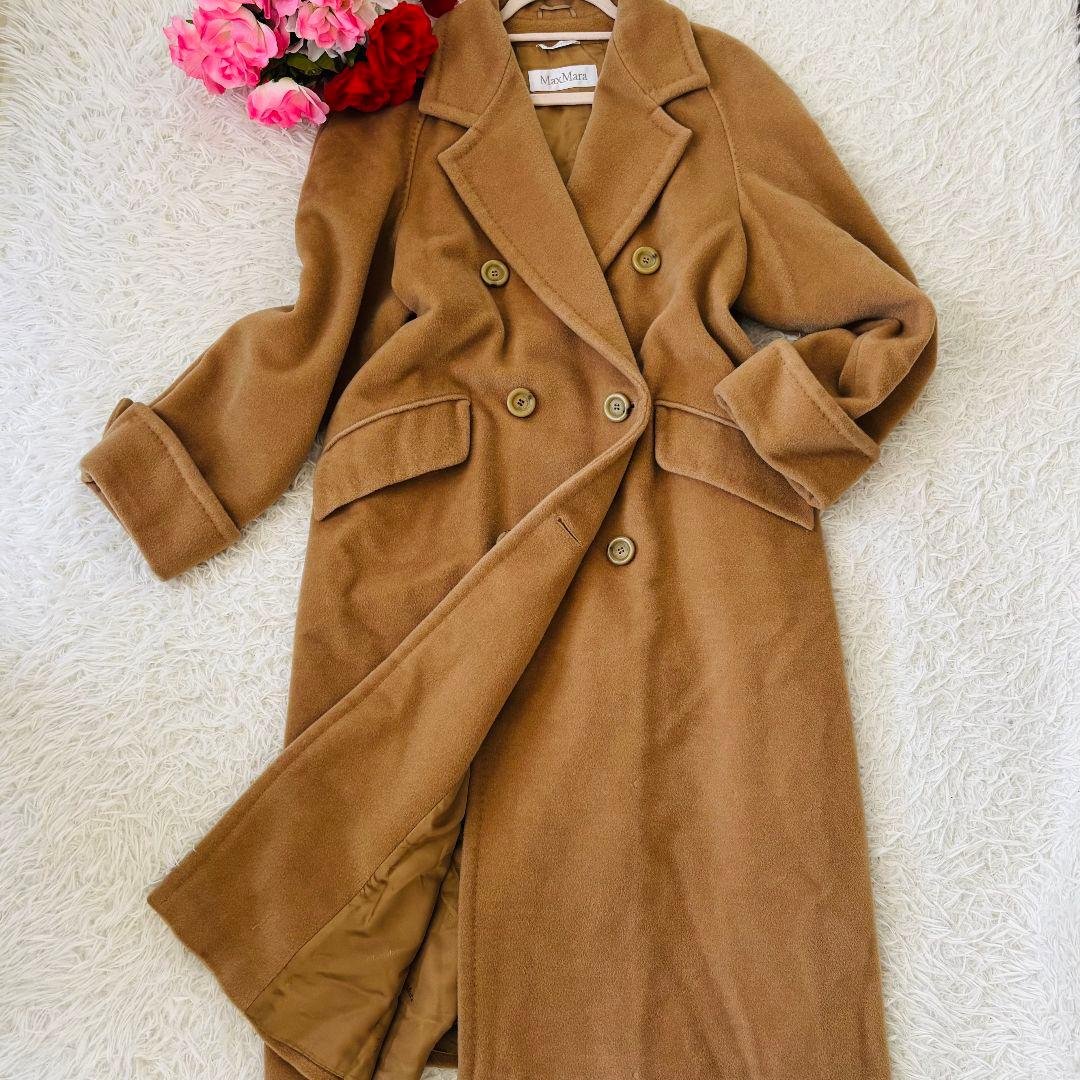 合馬公式アカウント1さん専用カシミヤダブルブレストロングコート42キャメル女優襟