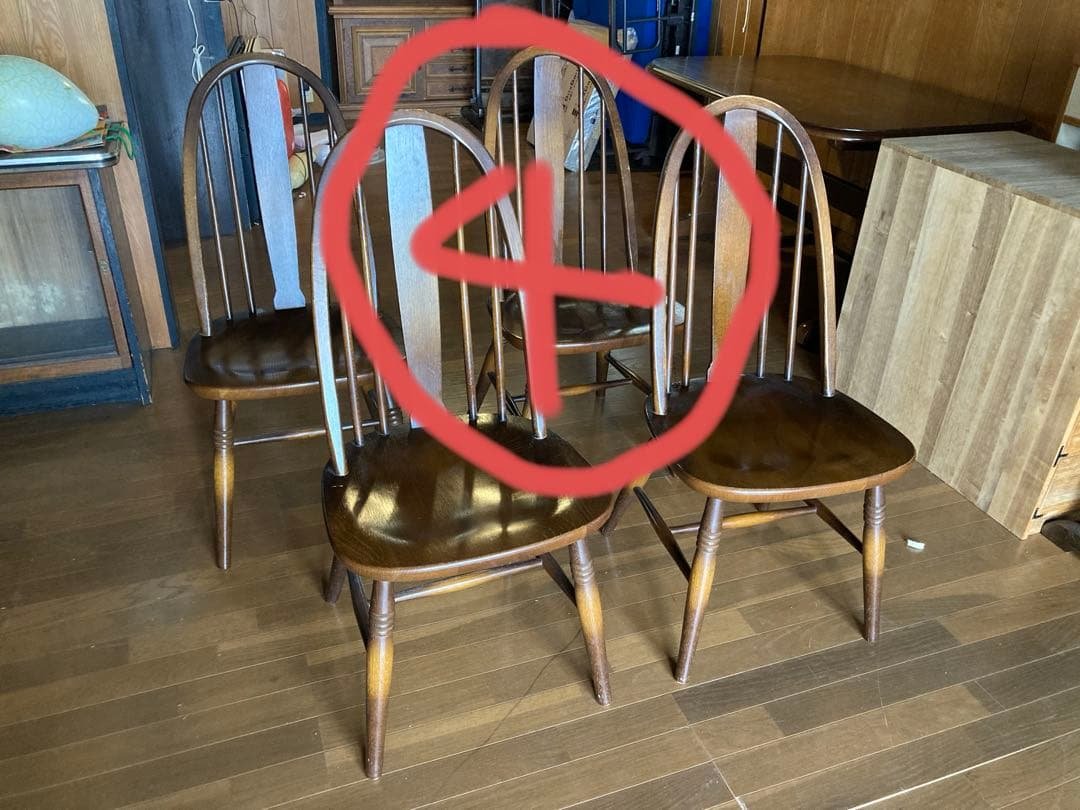 ④NH　木製スピンドルバックダイニングチェア4脚セット