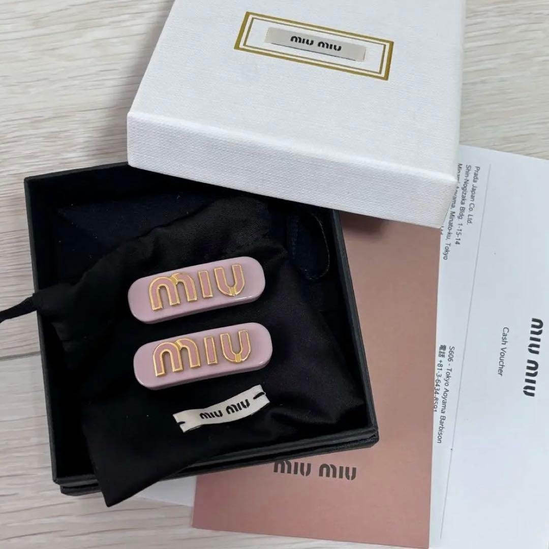 miumiu ミュウミュウ ヘアクリップ ヘアピン バレッタ ピンク 正規品