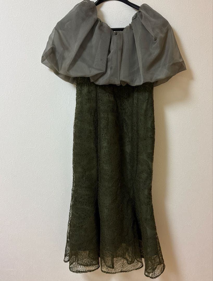 2WAYオフショルダーパフスリーブバリエマーメイドワンピースロングドレス