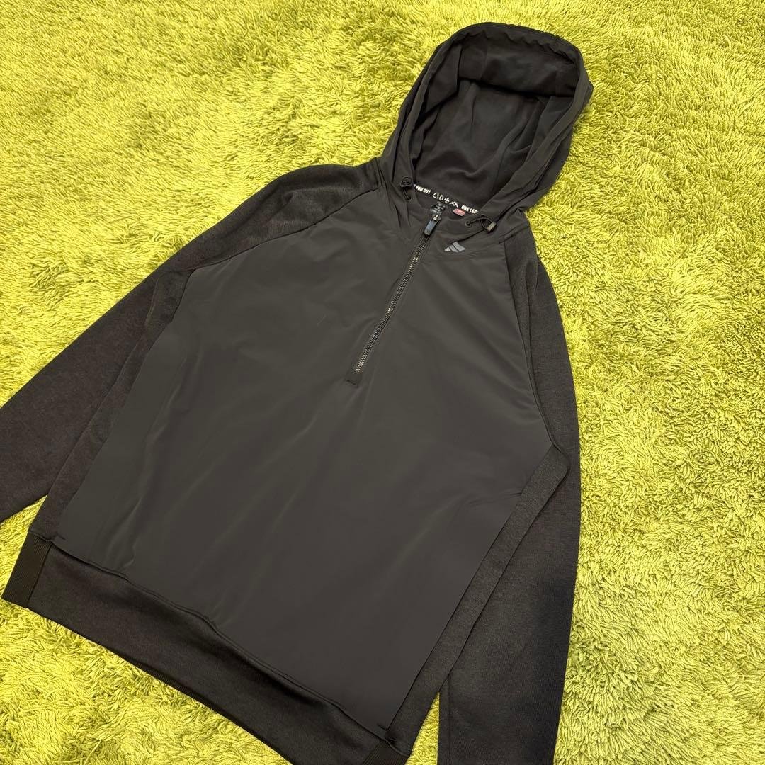 アディダス ゴルフ パデッドコンビネーション ハーフジップ長袖フーディー M 黒