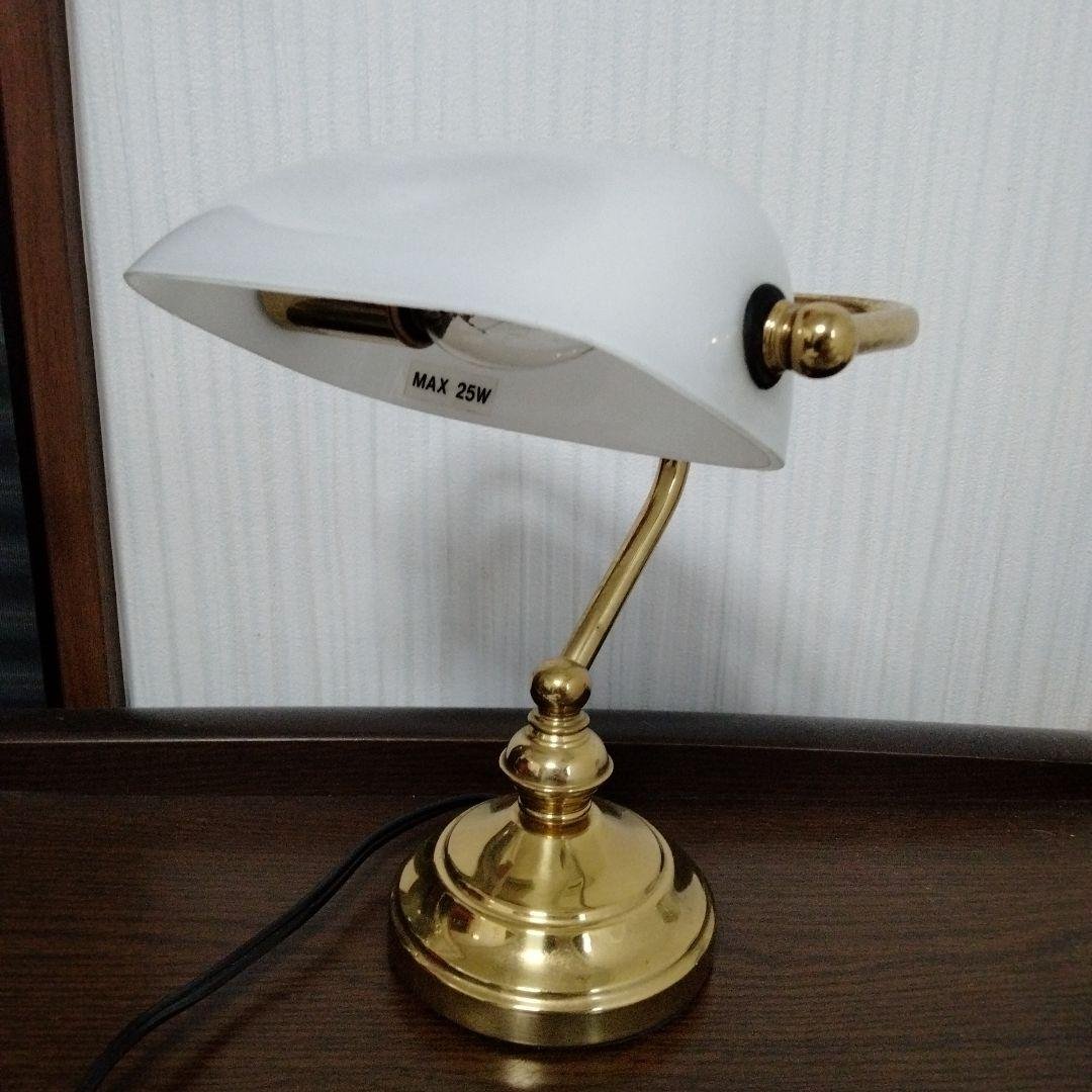 バンカーズランプ　デスクライト　アンティーク　レトロ　ホワイト