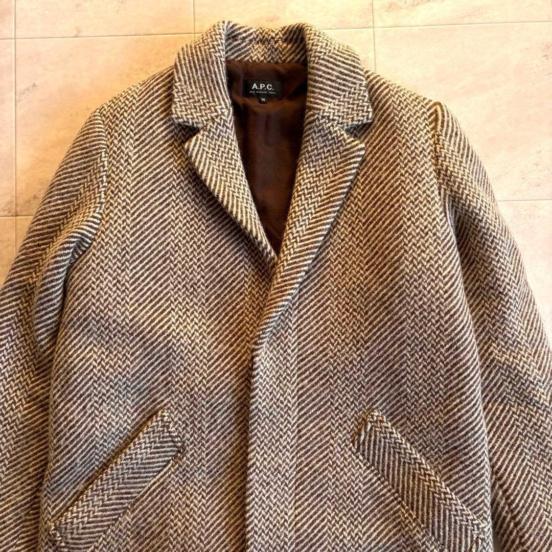 【A.P.C.】アーペーセー チェスターフィールドコート ヘリンボーン柄 36