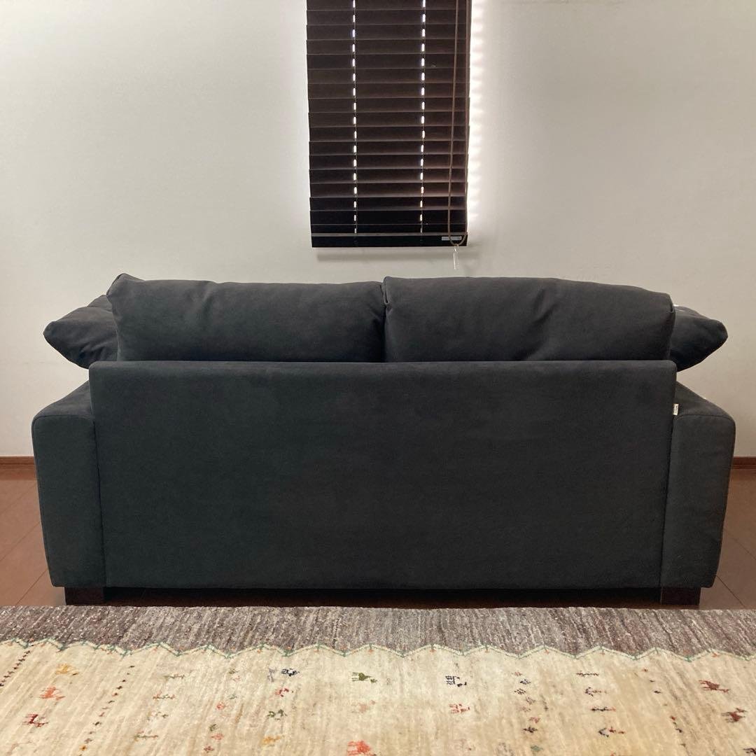 送料込　ソファ　2人掛　NOYES スウェード調ファブリック　チャコールグレー